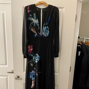 knee length dresses for ladies Multicolor Oriental Garden Short Sleeve Maxi Dress main image 0